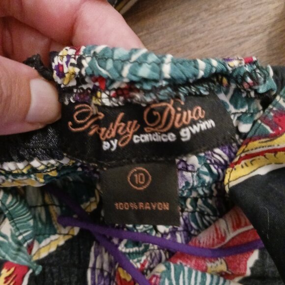 Trashy Diva Dorothy Tropical Flowers Dress VACATION UNIQUE SZ 10 GUC DESIGNER - Picture 7 of 8